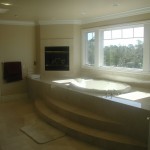 Master Bath tub side. Windows have a valley view